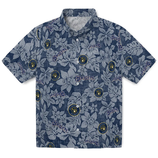 Milwaukee Brewers Hawaiian Shirt - Hibiscus Oasis | Moonbestprint