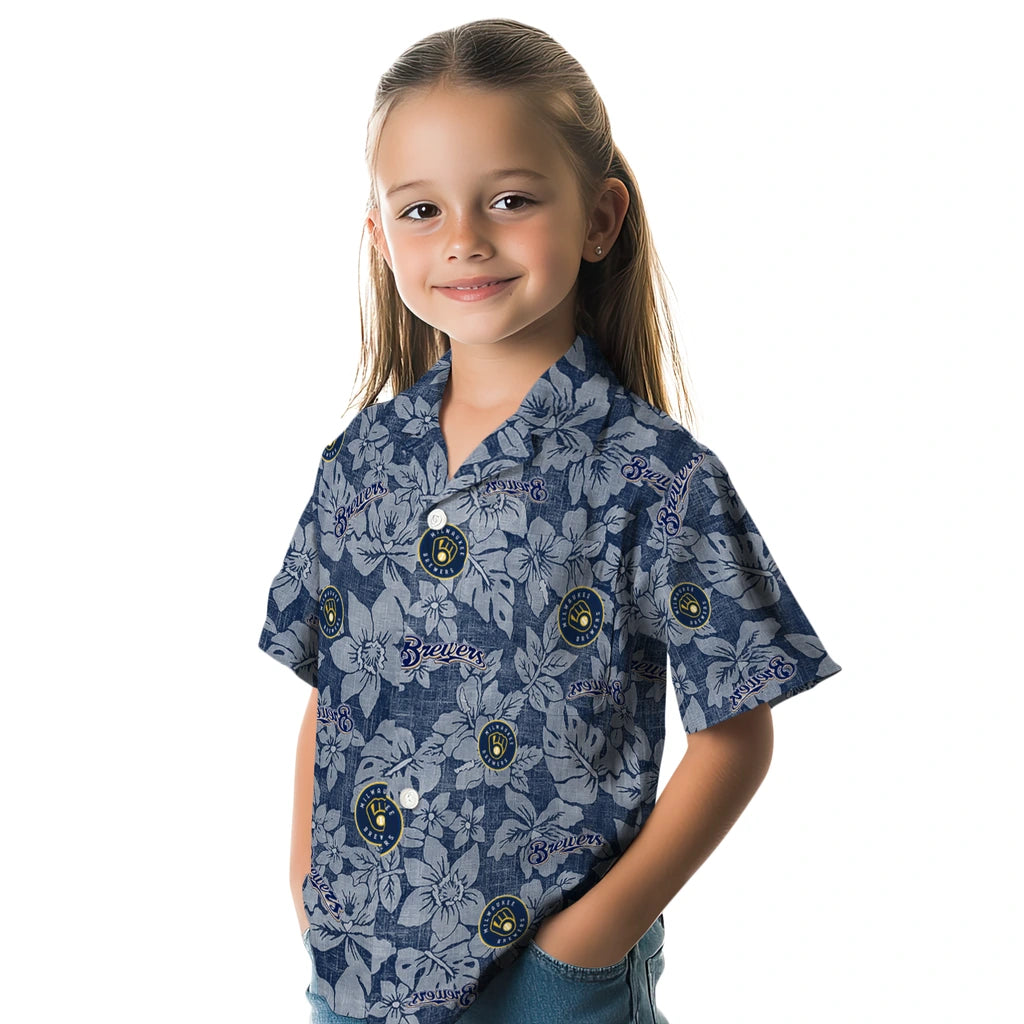 Milwaukee Brewers Hawaiian Shirt - Hibiscus Oasis | Moonbestprint
