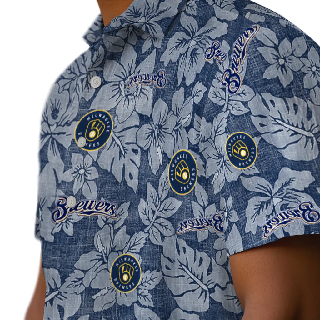 Milwaukee Brewers Hawaiian Shirt - Hibiscus Oasis | Moonbestprint