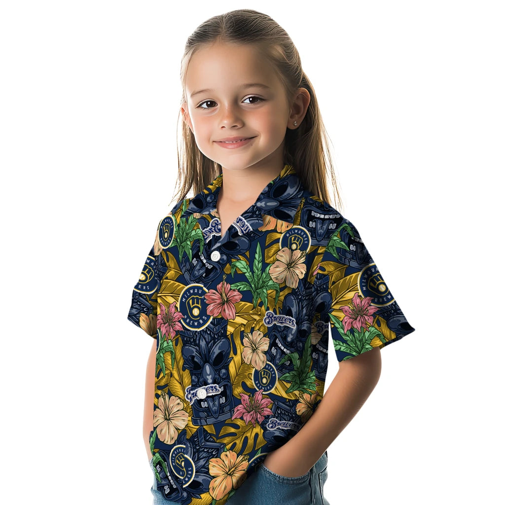Milwaukee Brewers Hawaiian Shirt - Hibiscus Tiki Jungle | Moonbestprint
