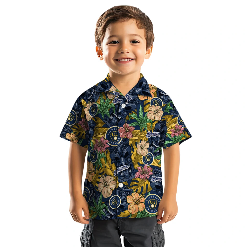 Milwaukee Brewers Hawaiian Shirt - Hibiscus Tiki Jungle | Moonbestprint