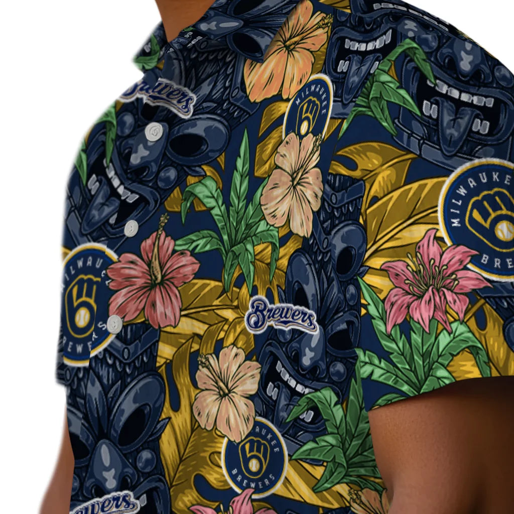 Milwaukee Brewers Hawaiian Shirt - Hibiscus Tiki Jungle | Moonbestprint