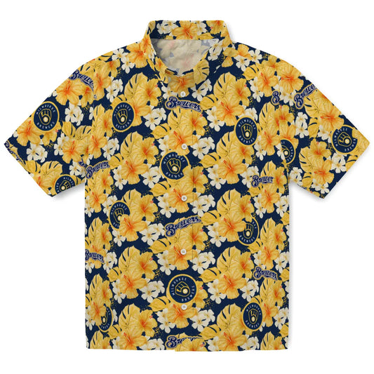 Milwaukee Brewers Hawaiian Shirt - Hibiscus Tropics | Moonbestprint