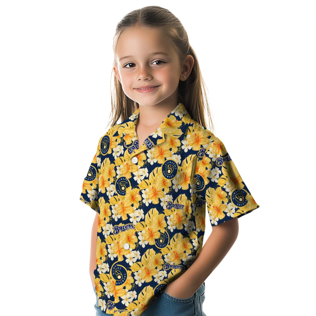 Milwaukee Brewers Hawaiian Shirt - Hibiscus Tropics | Moonbestprint