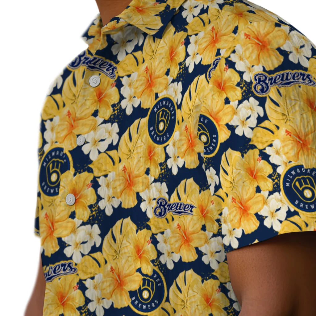 Milwaukee Brewers Hawaiian Shirt - Hibiscus Tropics | Moonbestprint