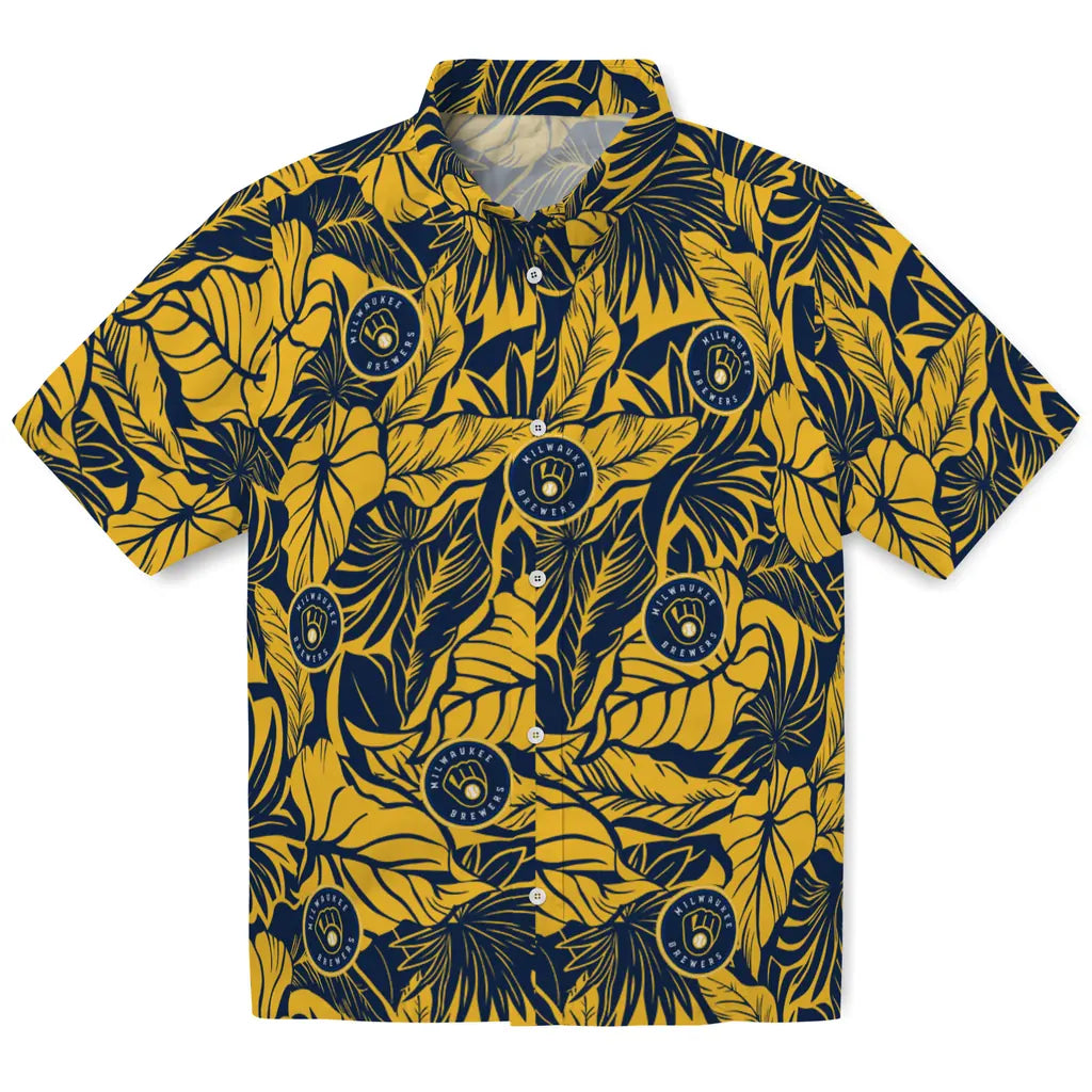 Milwaukee Brewers Hawaiian Shirt - Monstera Layer | Moonbestprint