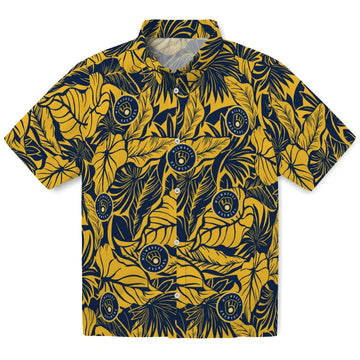 Milwaukee Brewers Hawaiian Shirt - Monstera Layer | Moonbestprint