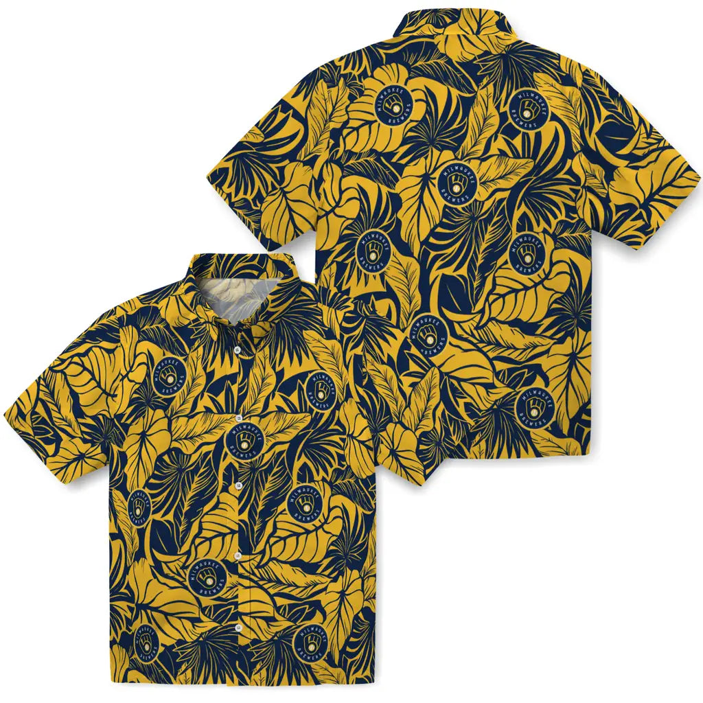 Milwaukee Brewers Hawaiian Shirt - Monstera Layer | Moonbestprint