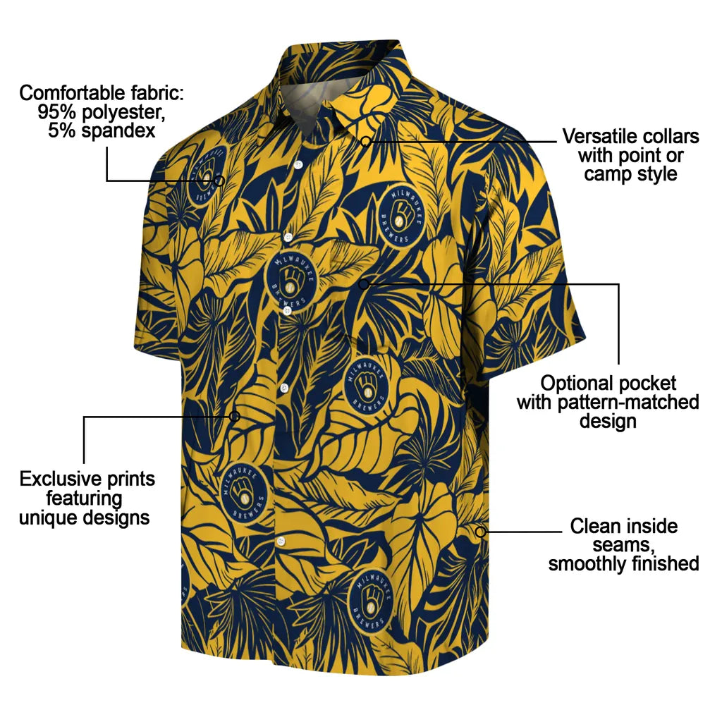 Milwaukee Brewers Hawaiian Shirt - Monstera Layer | Moonbestprint