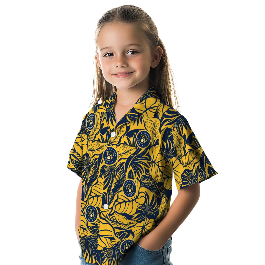 Milwaukee Brewers Hawaiian Shirt - Monstera Layer | Moonbestprint