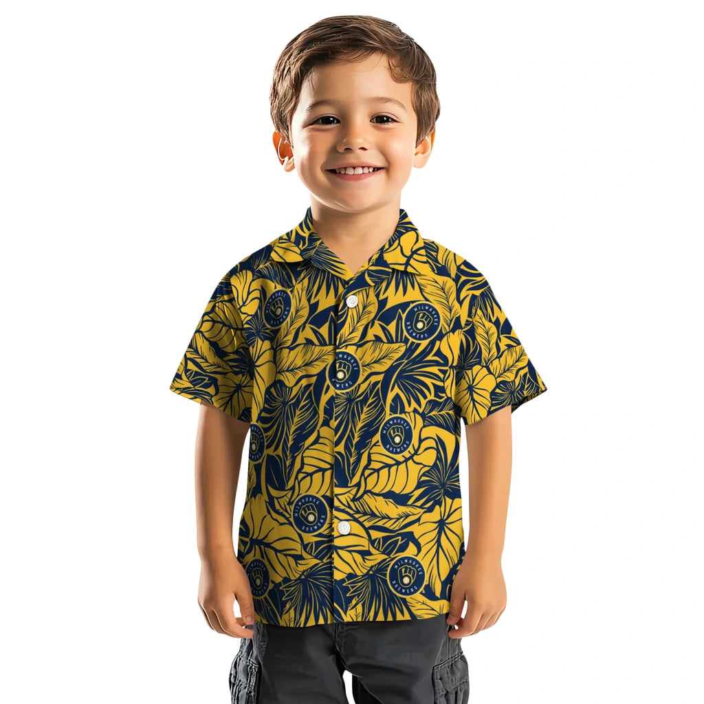 Milwaukee Brewers Hawaiian Shirt - Monstera Layer | Moonbestprint