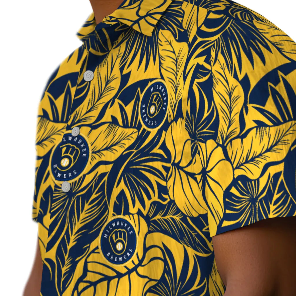Milwaukee Brewers Hawaiian Shirt - Monstera Layer | Moonbestprint