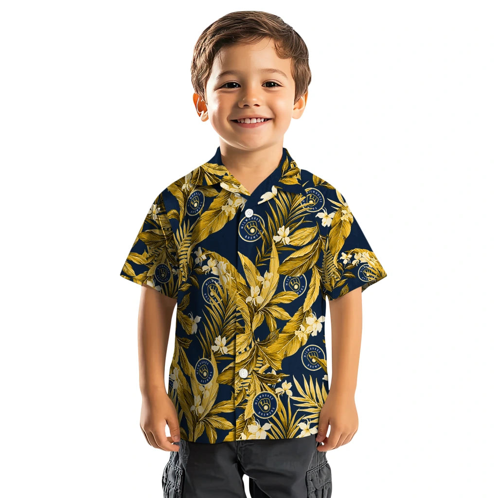 Milwaukee Brewers Hawaiian Shirt - Palm Leaves | Moonbestprint