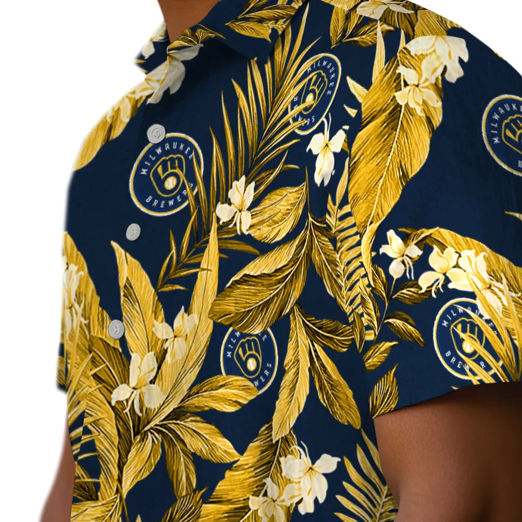 Milwaukee Brewers Hawaiian Shirt - Palm Leaves | Moonbestprint