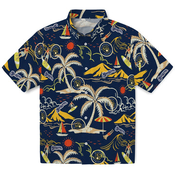 Milwaukee Brewers Hawaiian Shirt - Palm Tree Island | Moonbestprint