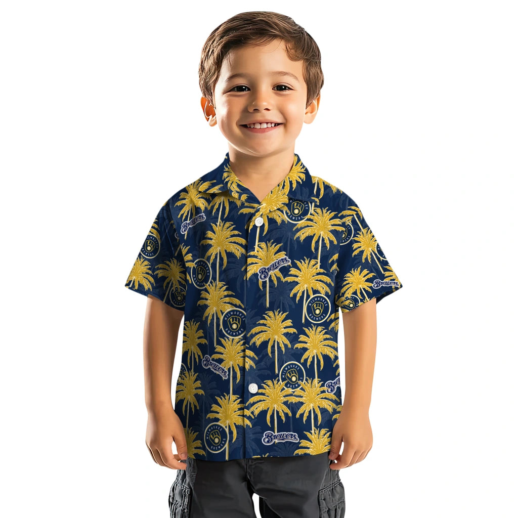 Milwaukee Brewers Hawaiian Shirt - Palm Tree Motif | Moonbestprint