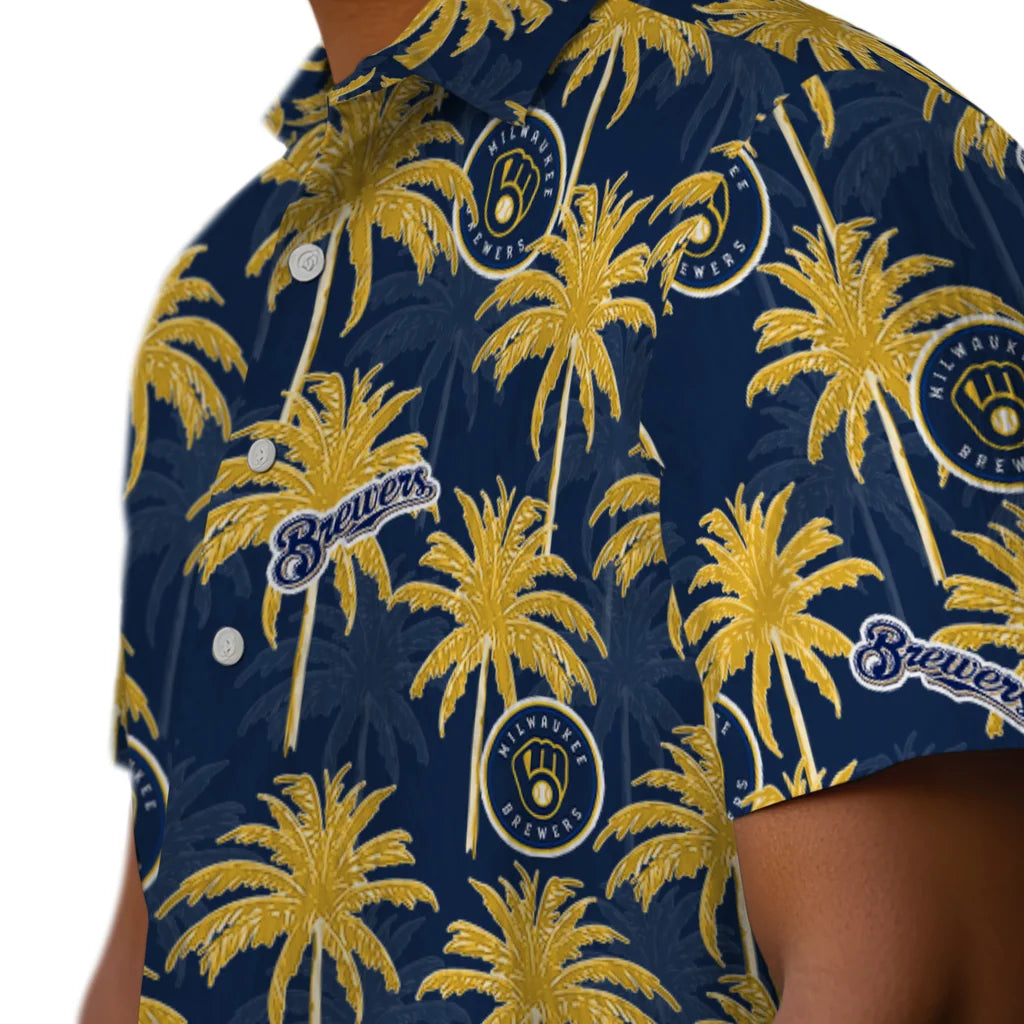 Milwaukee Brewers Hawaiian Shirt - Palm Tree Motif | Moonbestprint
