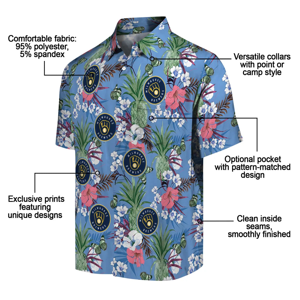 Milwaukee Brewers Hawaiian Shirt - Pineapple Bouquet | Moonbestprint