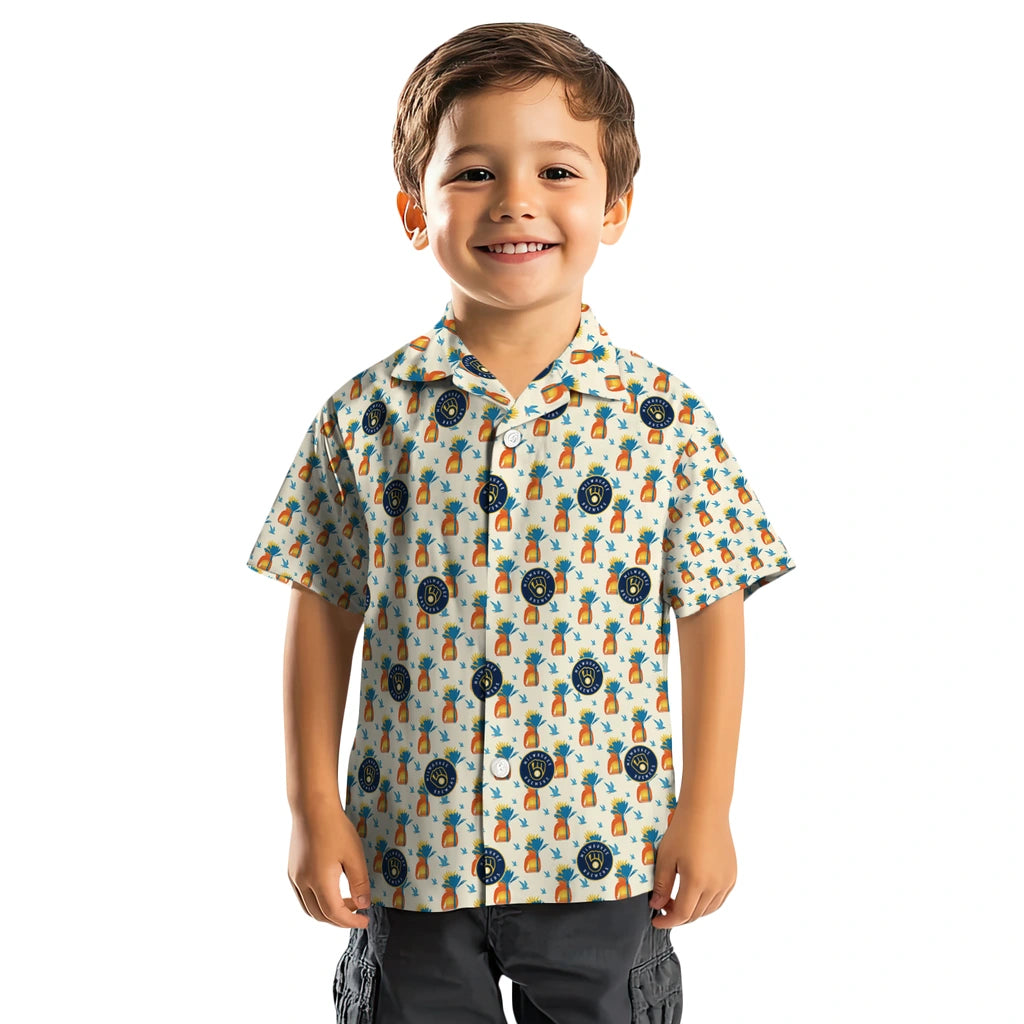 Milwaukee Brewers Hawaiian Shirt - Pineapple Delight | Moonbestprint