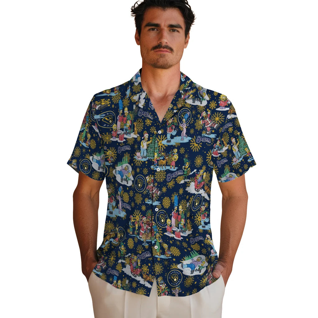 Milwaukee Brewers Hawaiian Shirt - Simpsons Christmas | Moonbestprint