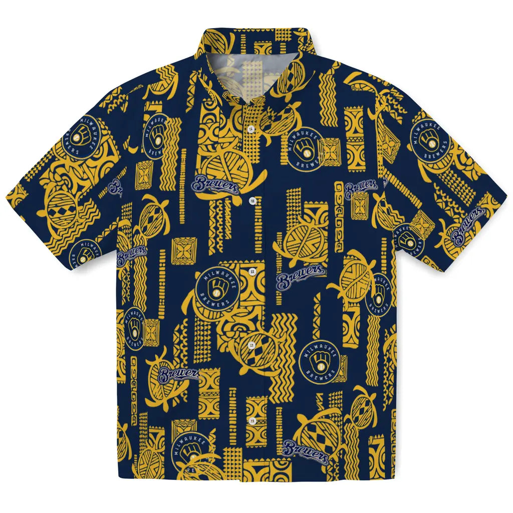 Milwaukee Brewers Hawaiian Shirt - Turtle Lines | Moonbestprint