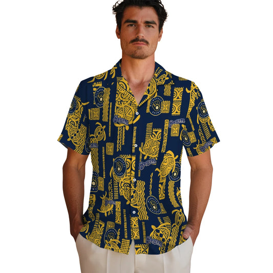 Milwaukee Brewers Hawaiian Shirt - Turtle Lines | Moonbestprint
