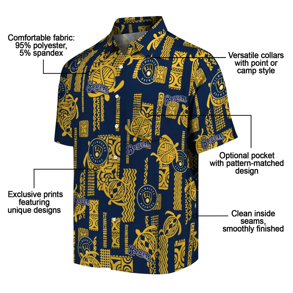 Milwaukee Brewers Hawaiian Shirt - Turtle Lines | Moonbestprint