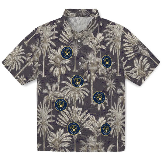 Milwaukee Brewers Hawaiian Shirt - Vintage Palm Tree | Moonbestprint