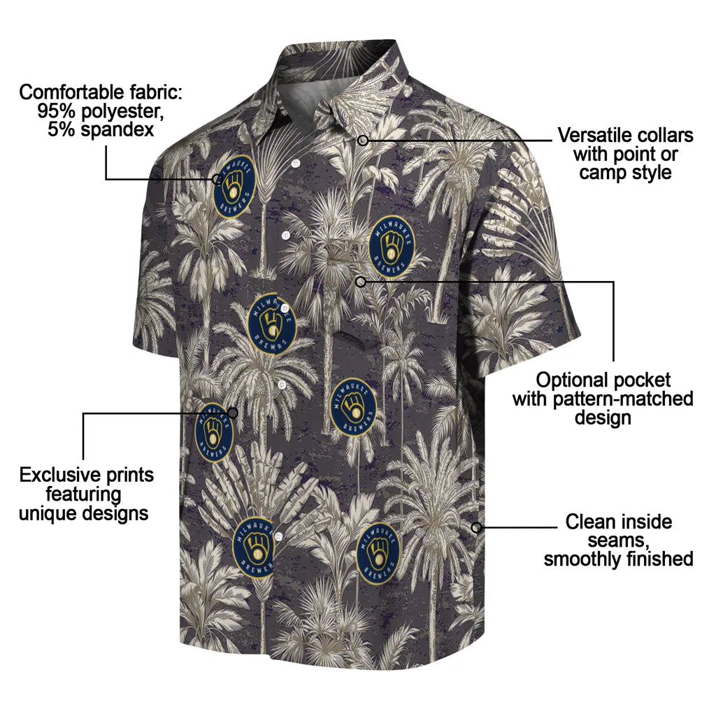 Milwaukee Brewers Hawaiian Shirt - Vintage Palm Tree | Moonbestprint