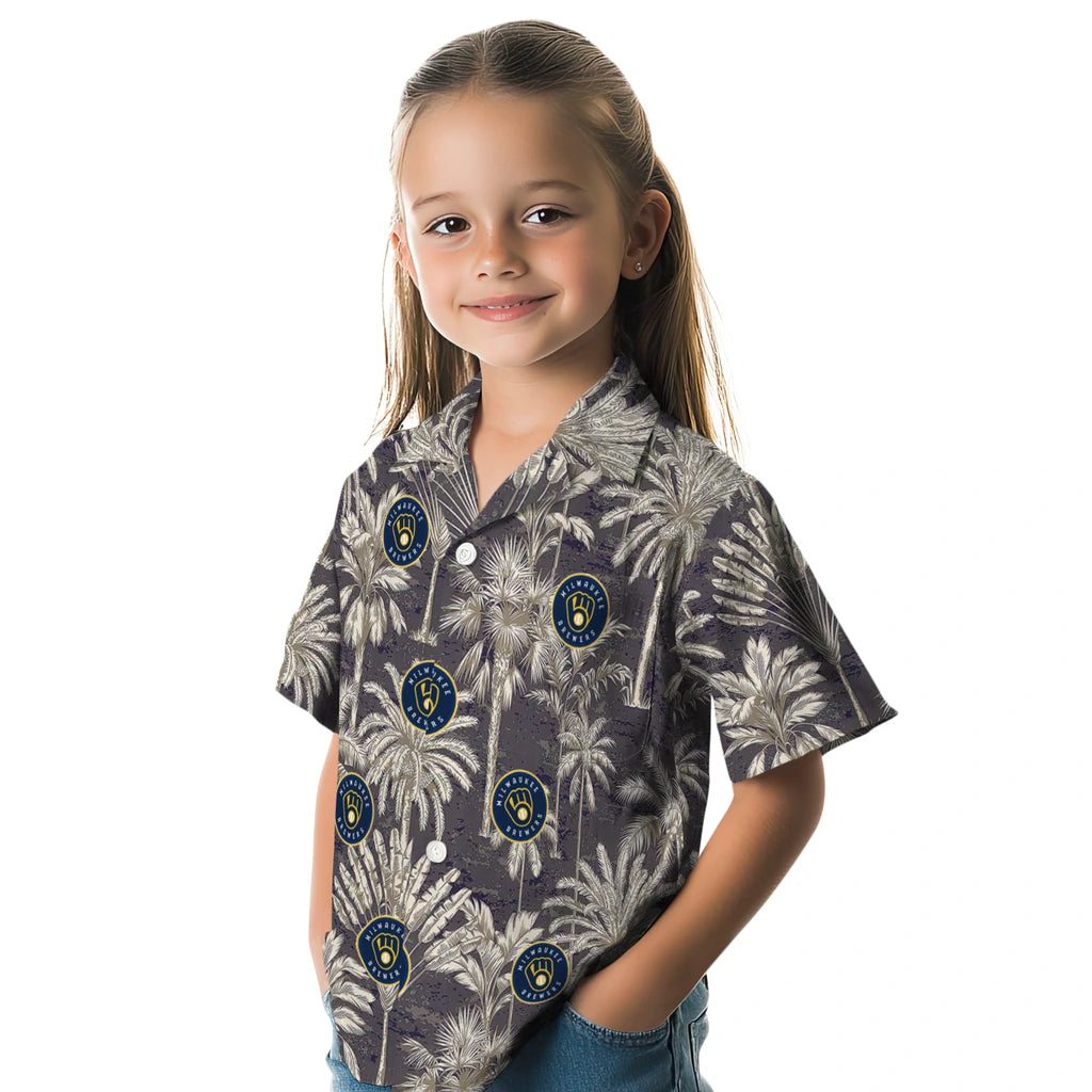 Milwaukee Brewers Hawaiian Shirt - Vintage Palm Tree | Moonbestprint