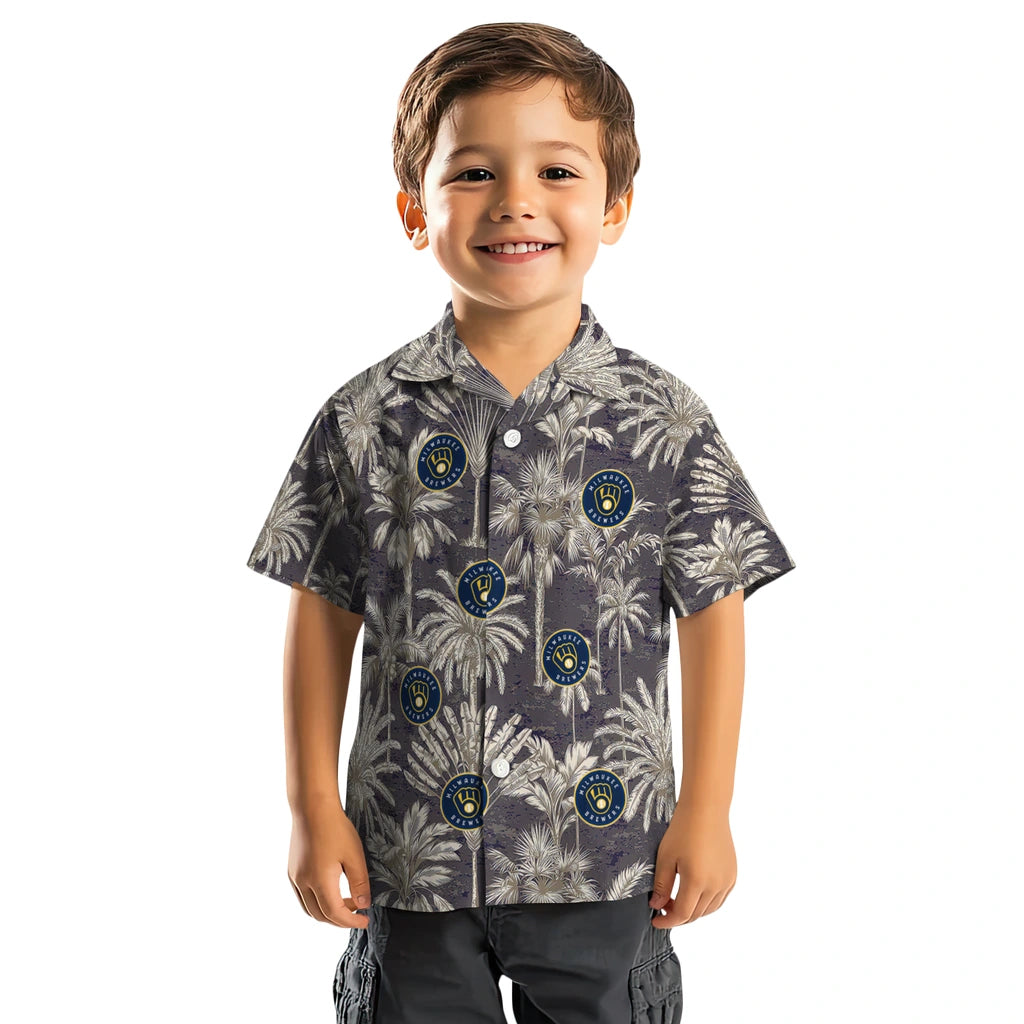 Milwaukee Brewers Hawaiian Shirt - Vintage Palm Tree | Moonbestprint