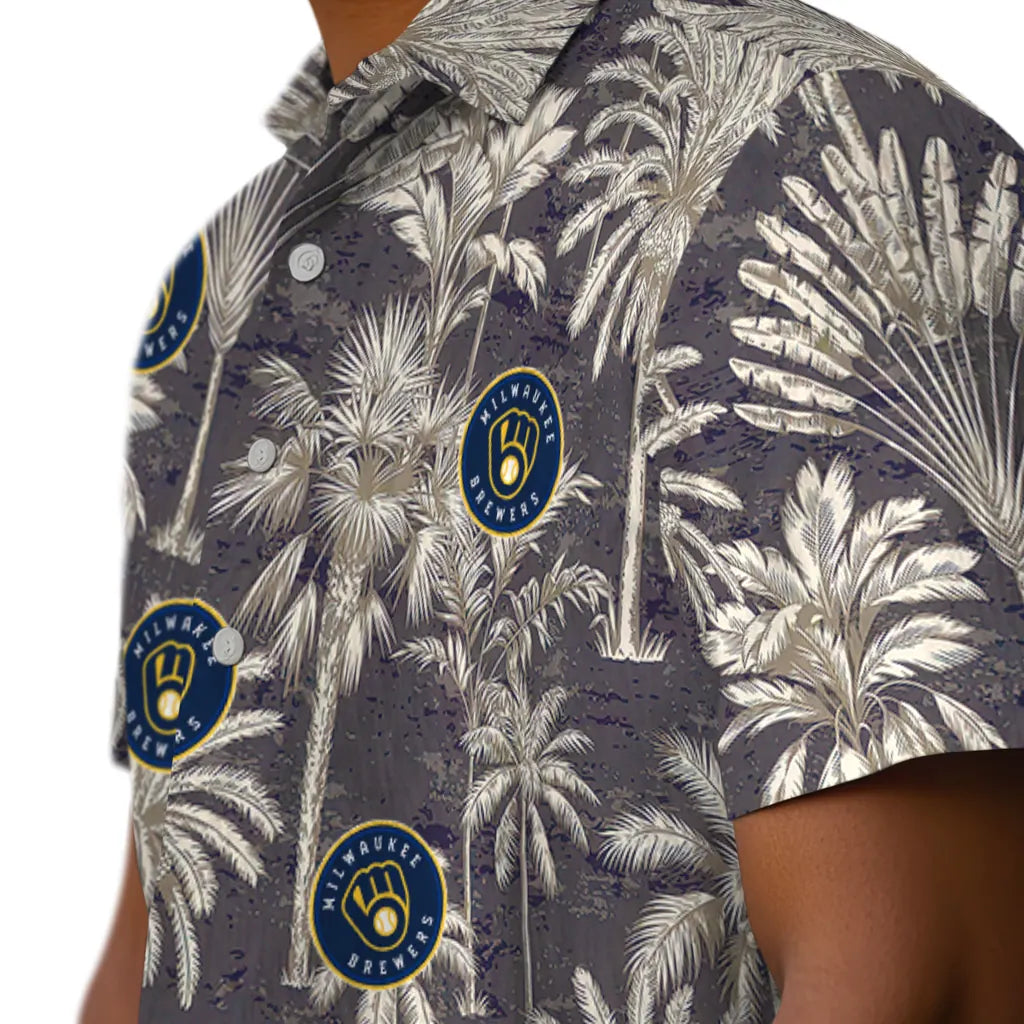 Milwaukee Brewers Hawaiian Shirt - Vintage Palm Tree | Moonbestprint