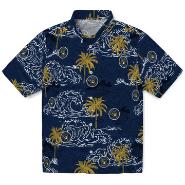 Milwaukee Brewers Hawaiian Shirt - Wave Palm | Moonbestprint