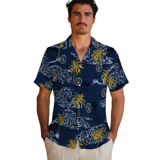 Milwaukee Brewers Hawaiian Shirt - Wave Palm | Moonbestprint