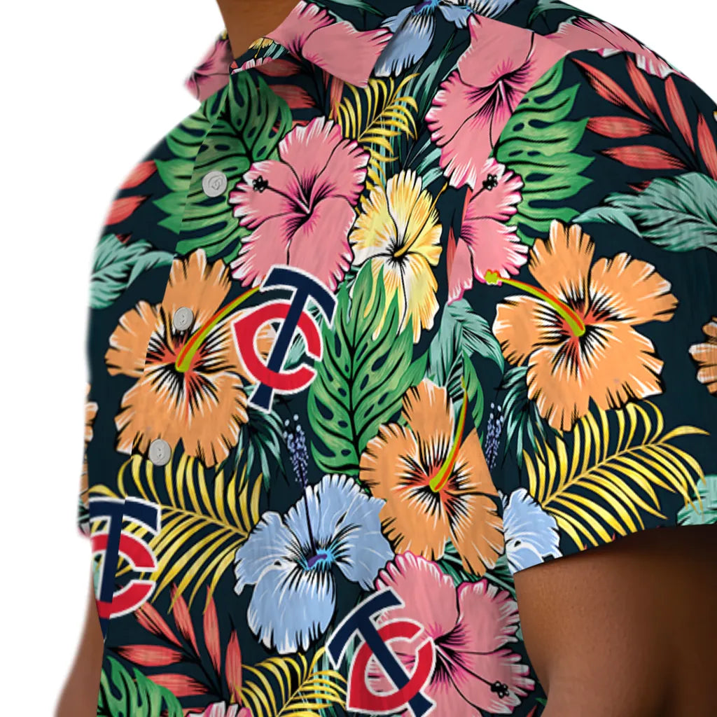Minnesota Twins Hawaiian Shirt - Brilliant Hibiscus Garden | Moonbestprint