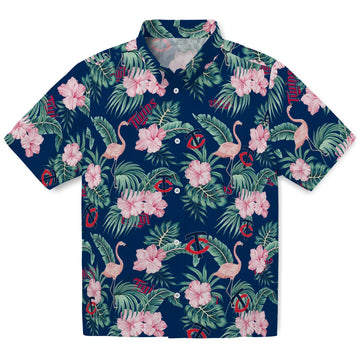 Minnesota Twins Hawaiian Shirt - Flamingo and Hibiscus | Moonbestprint