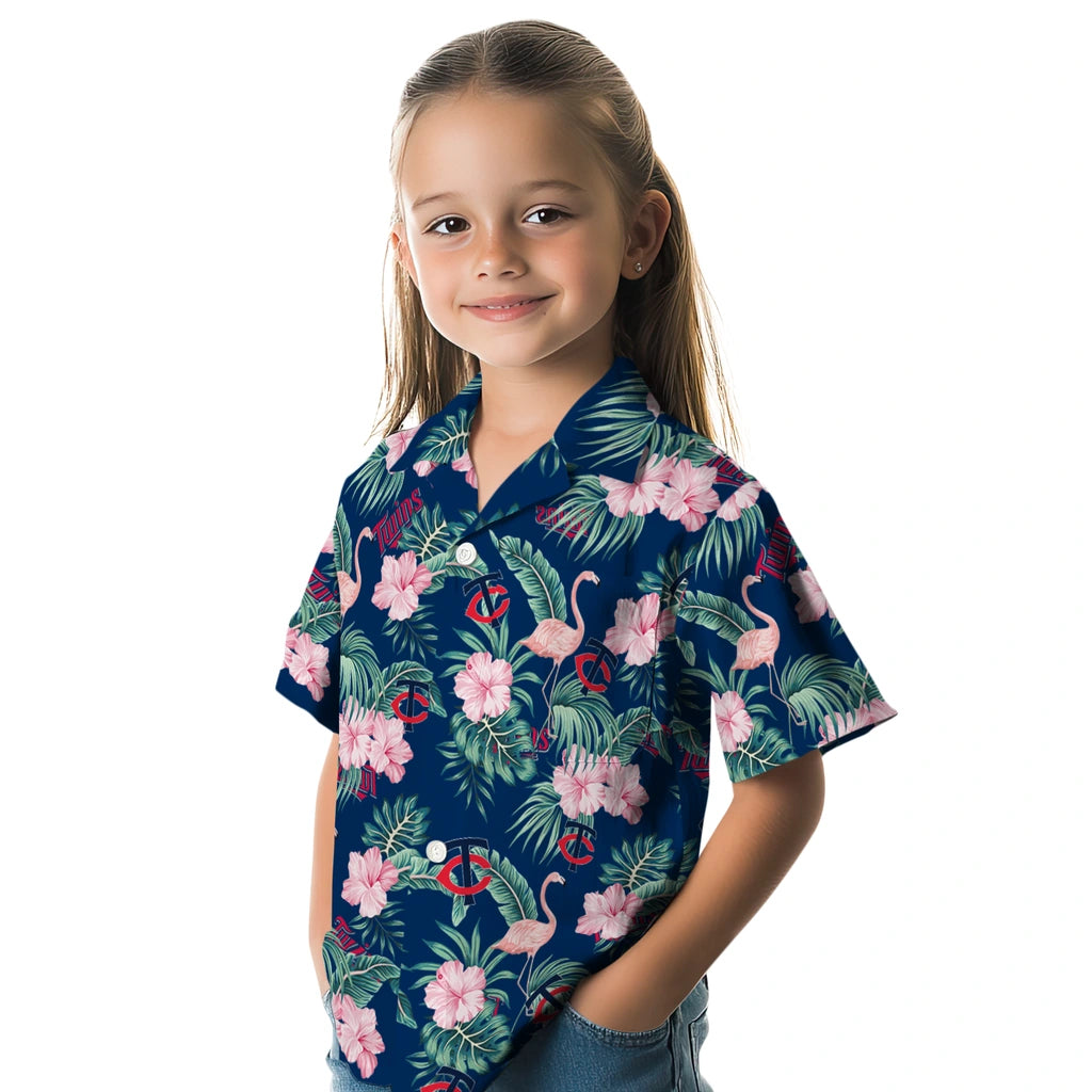 Minnesota Twins Hawaiian Shirt - Flamingo and Hibiscus | Moonbestprint