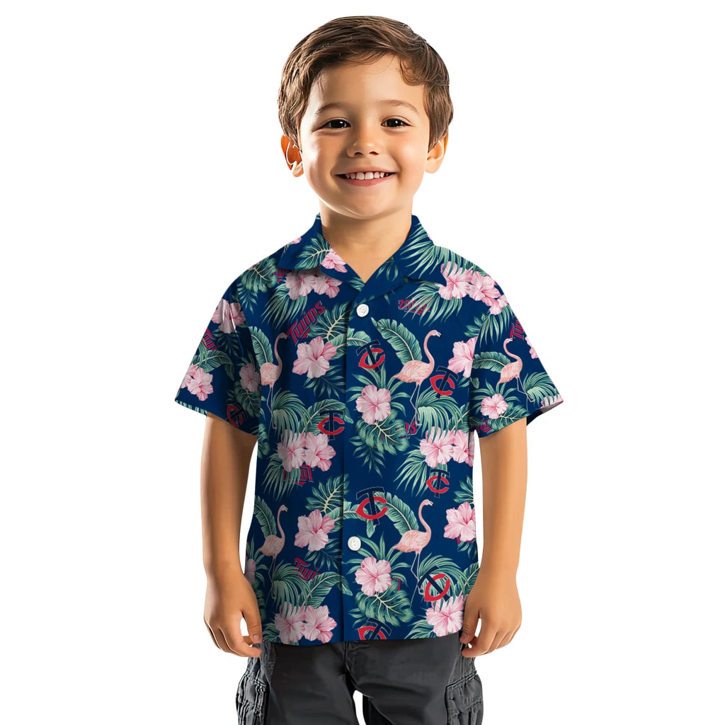 Minnesota Twins Hawaiian Shirt - Flamingo and Hibiscus | Moonbestprint