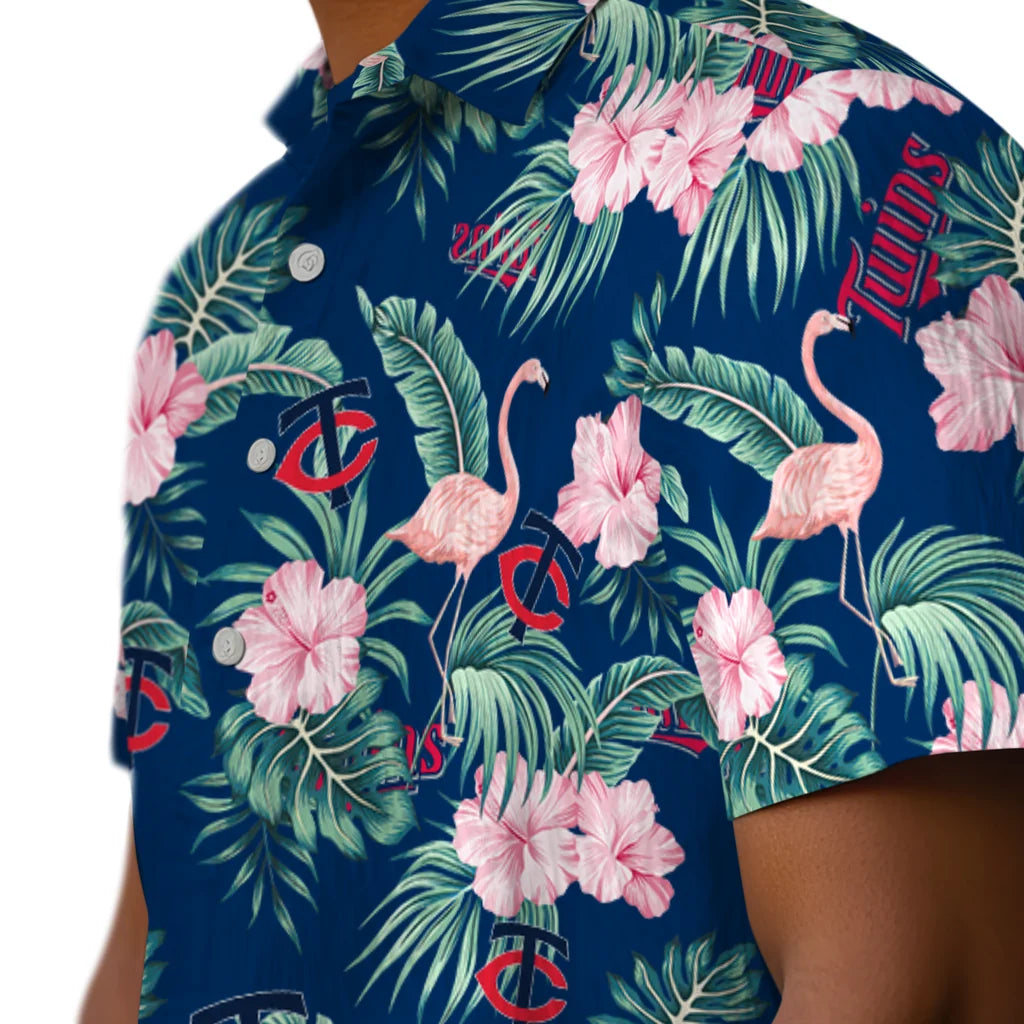 Minnesota Twins Hawaiian Shirt - Flamingo and Hibiscus | Moonbestprint