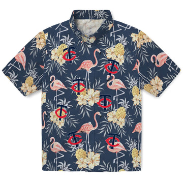 Minnesota Twins Hawaiian Shirt - Flamingo Hibiscus | Moonbestprint