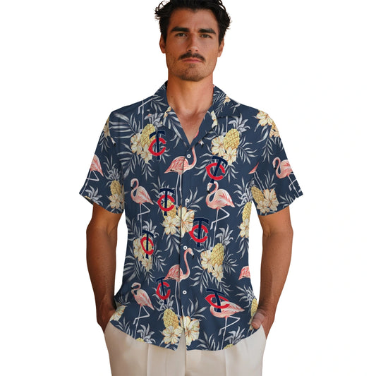 Minnesota Twins Hawaiian Shirt - Flamingo Hibiscus | Moonbestprint