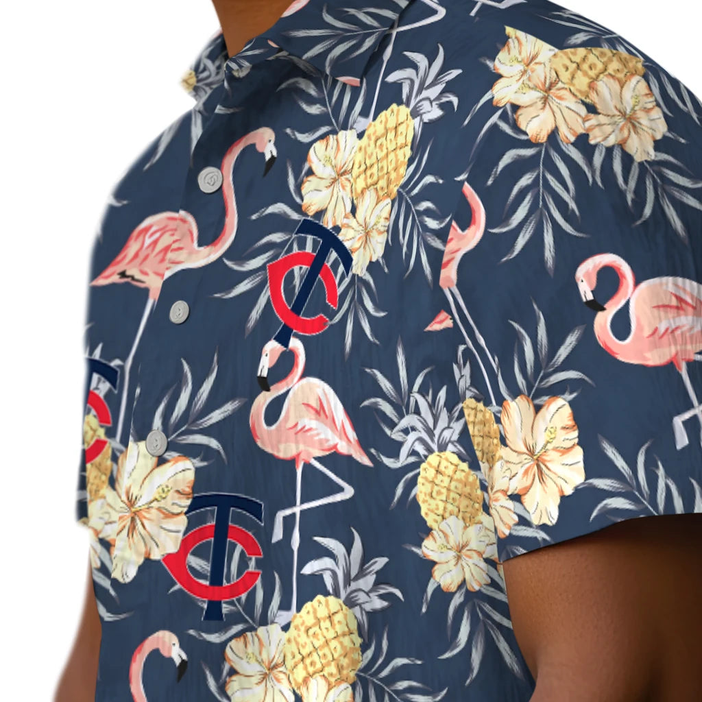 Minnesota Twins Hawaiian Shirt - Flamingo Hibiscus | Moonbestprint