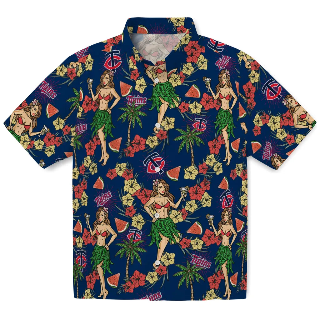 Minnesota Twins Hawaiian Shirt - Hawaiian Girls Design | Moonbestprint