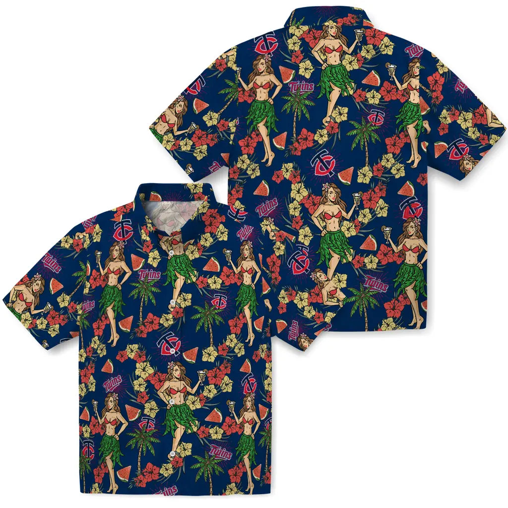 Minnesota Twins Hawaiian Shirt - Hawaiian Girls Design | Moonbestprint