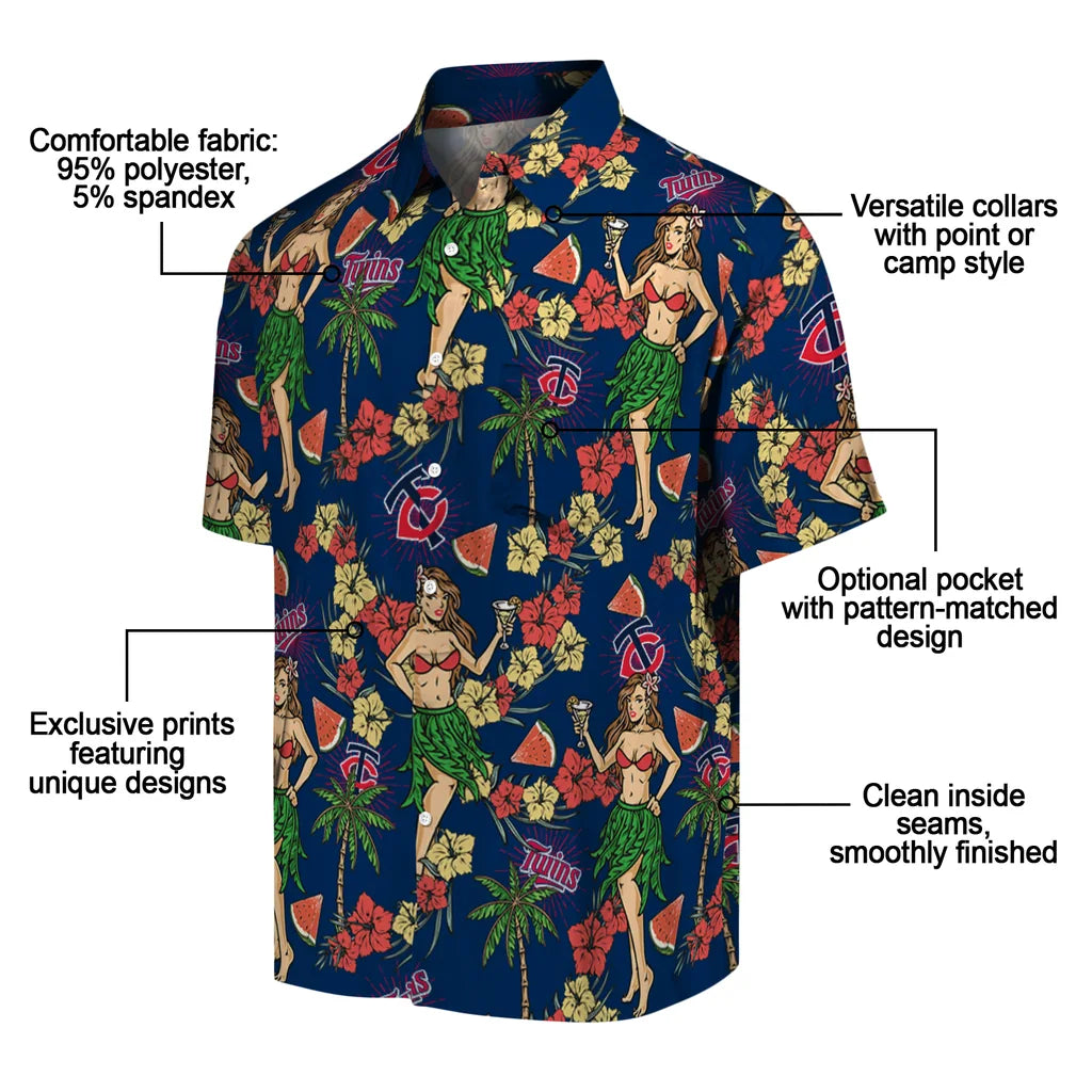 Minnesota Twins Hawaiian Shirt - Hawaiian Girls Design | Moonbestprint