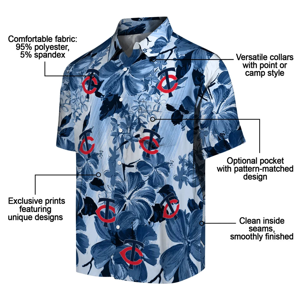 Minnesota Twins Hawaiian Shirt - Hibiscus Arrangement | Moonbestprint