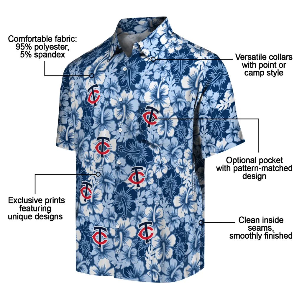 Minnesota Twins Hawaiian Shirt - Hibiscus Blooms | Moonbestprint