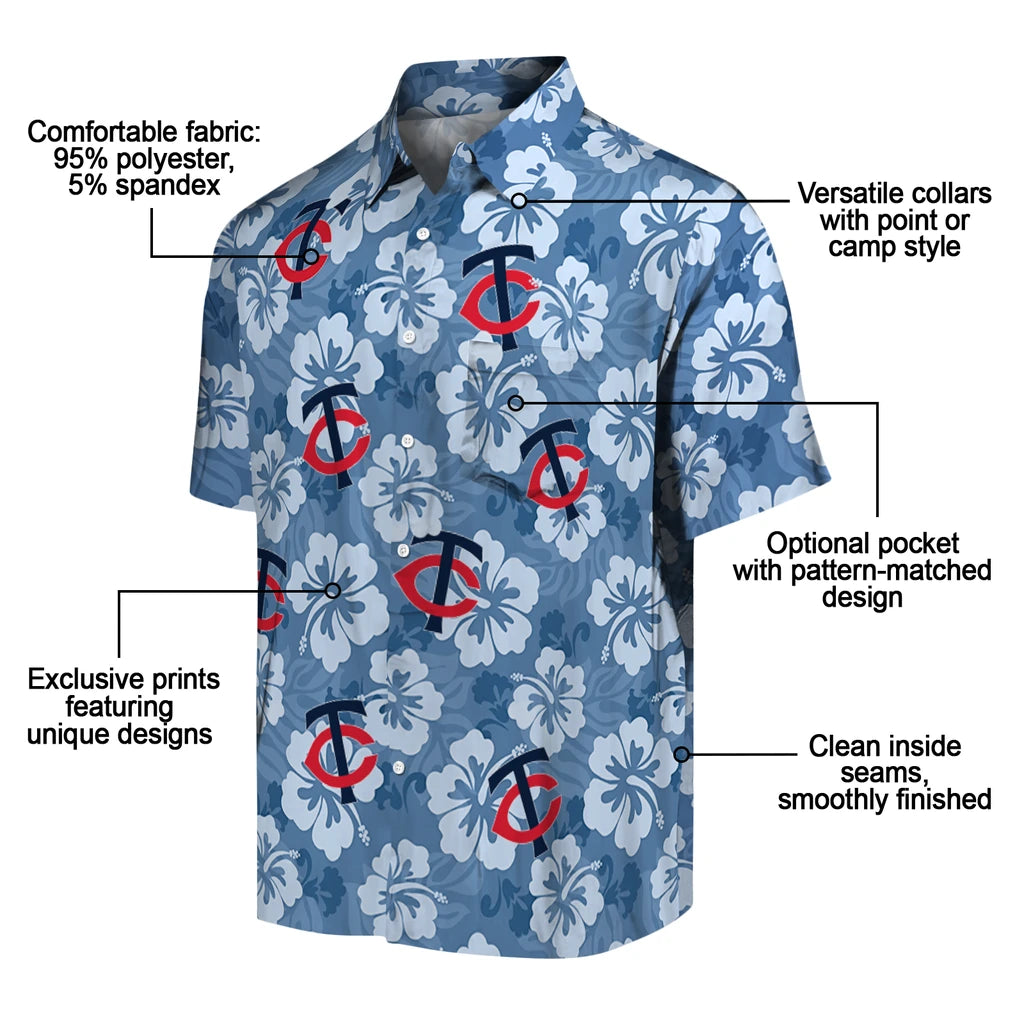 Minnesota Twins Hawaiian Shirt - Hibiscus Cluster | Moonbestprint