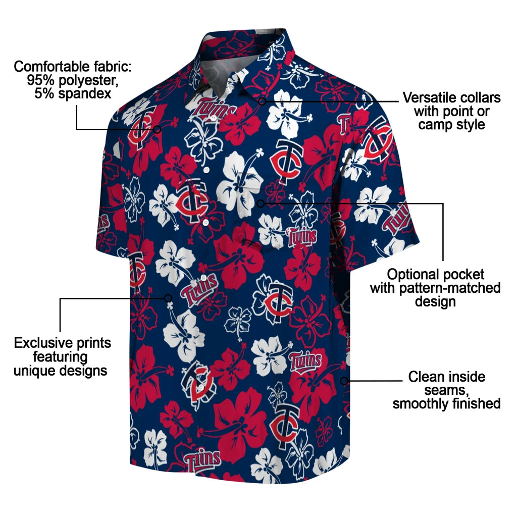 Minnesota Twins Hawaiian Shirt - Hibiscus Flower Design | Moonbestprint