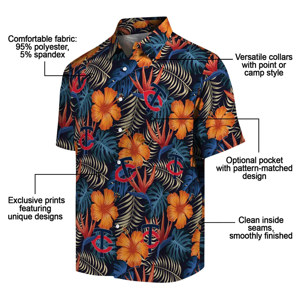Minnesota Twins Hawaiian Shirt - Hibiscus Foliage | Moonbestprint